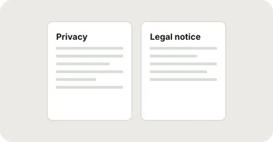 Une page de confidentialité et une page de mentions légales.